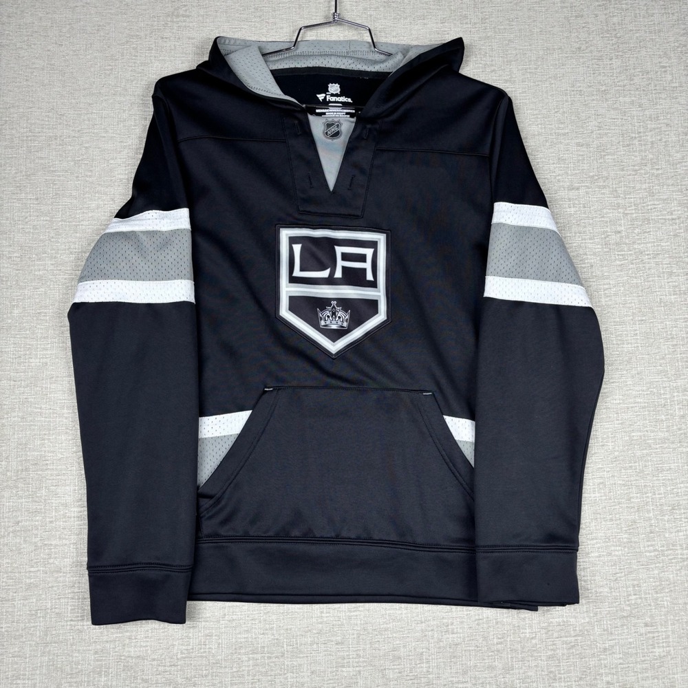 Fanatics NHL Los Angeles Kings Mens Medium Black Grey Pullover Hoodie Sweatshirt